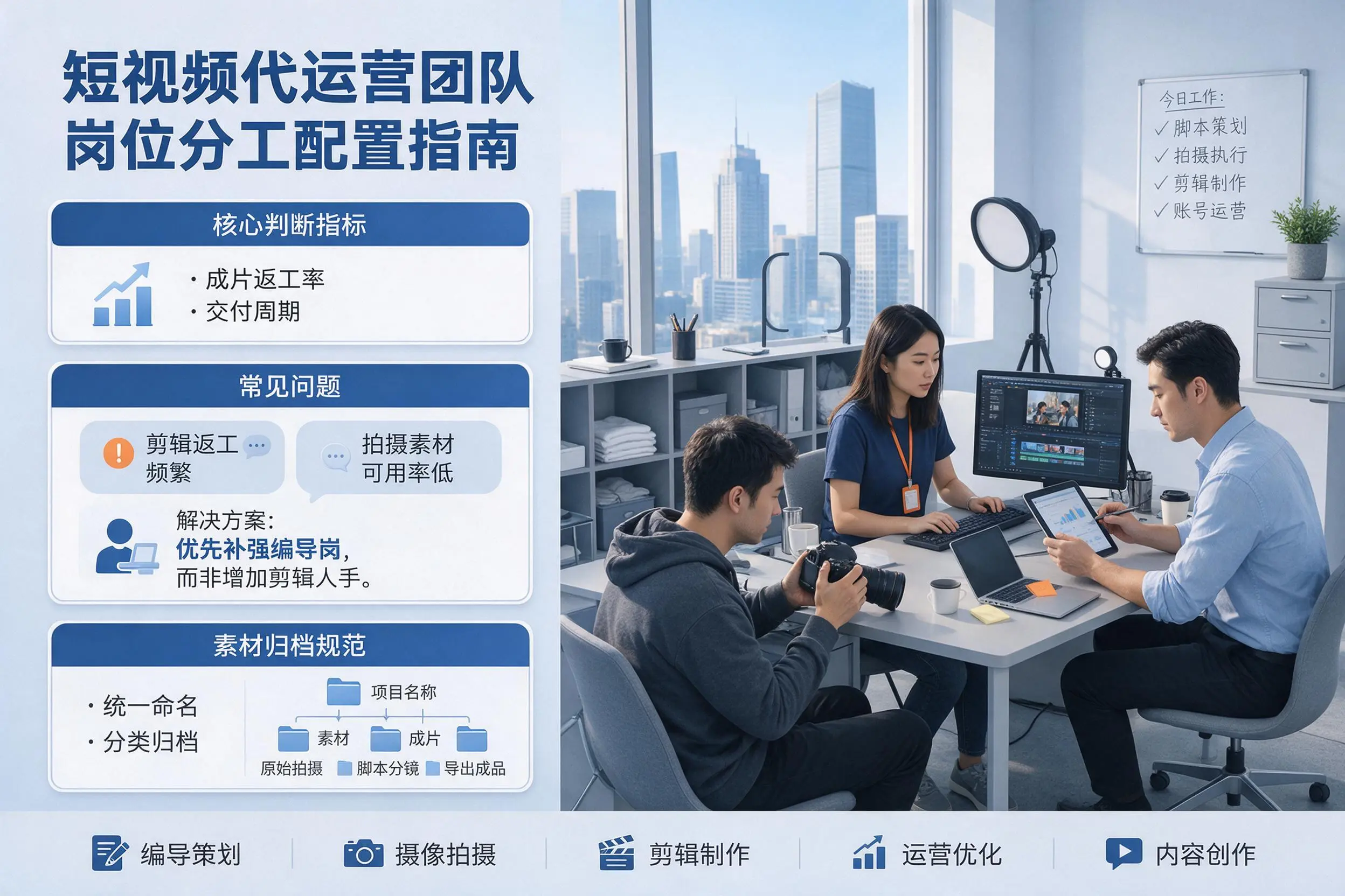 短视频代运营团队如何配置？锡林郭勒企业岗位分工科普说明