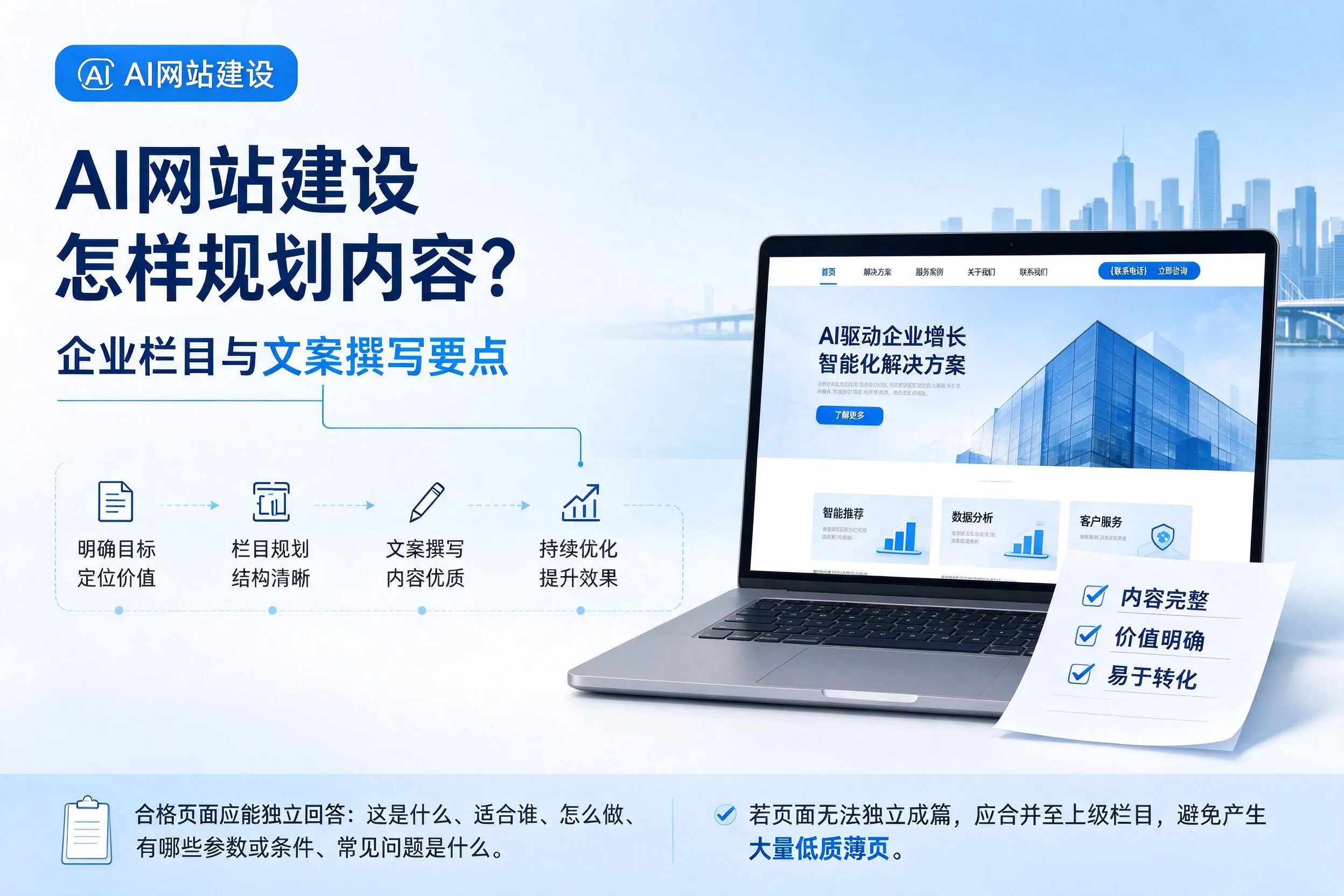 AI网站建设怎样规划内容？锡林郭勒企业栏目与文案撰写要点
