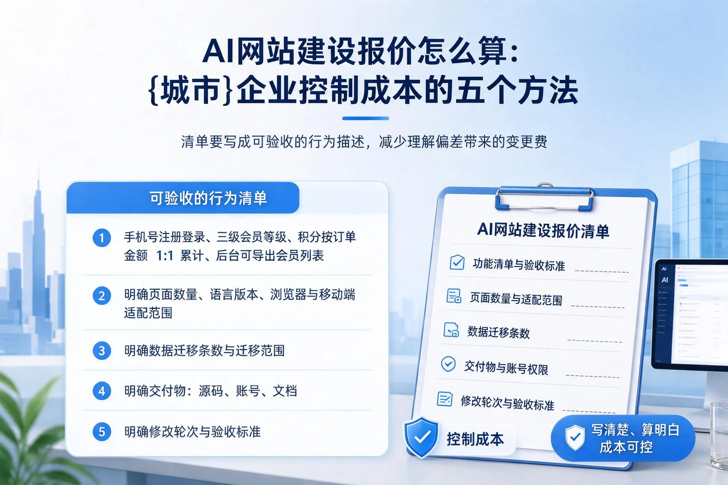 AI网站建设报价怎么算:锡林郭勒企业控制成本的五个方法